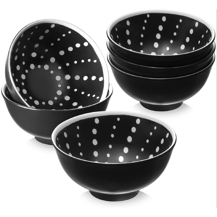 JingJiuTrade Small Black Bowls, 10 Oz Ceramic Dessert Bowls Set Of 6